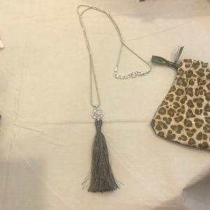 Brighton Ferrara dark grey tassel necklace